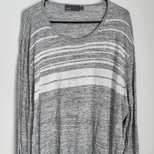 Vince. Women's XXL Gray Striped Long Sleeve Top Cotton‎ Modal Cashmere Blend